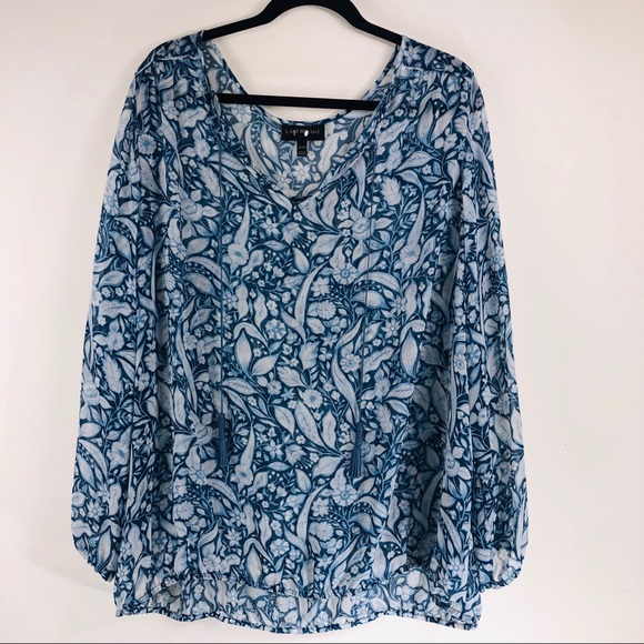 Lane Bryant Tops - Lane Bryant Blue Floral Blouse Size 22/24